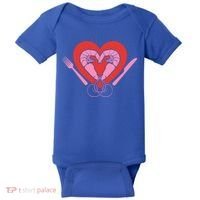 Cute Prawn Valentines Day Heart Shrimp Chef Fork Knife Gift Baby Bodysuit thumb 0
