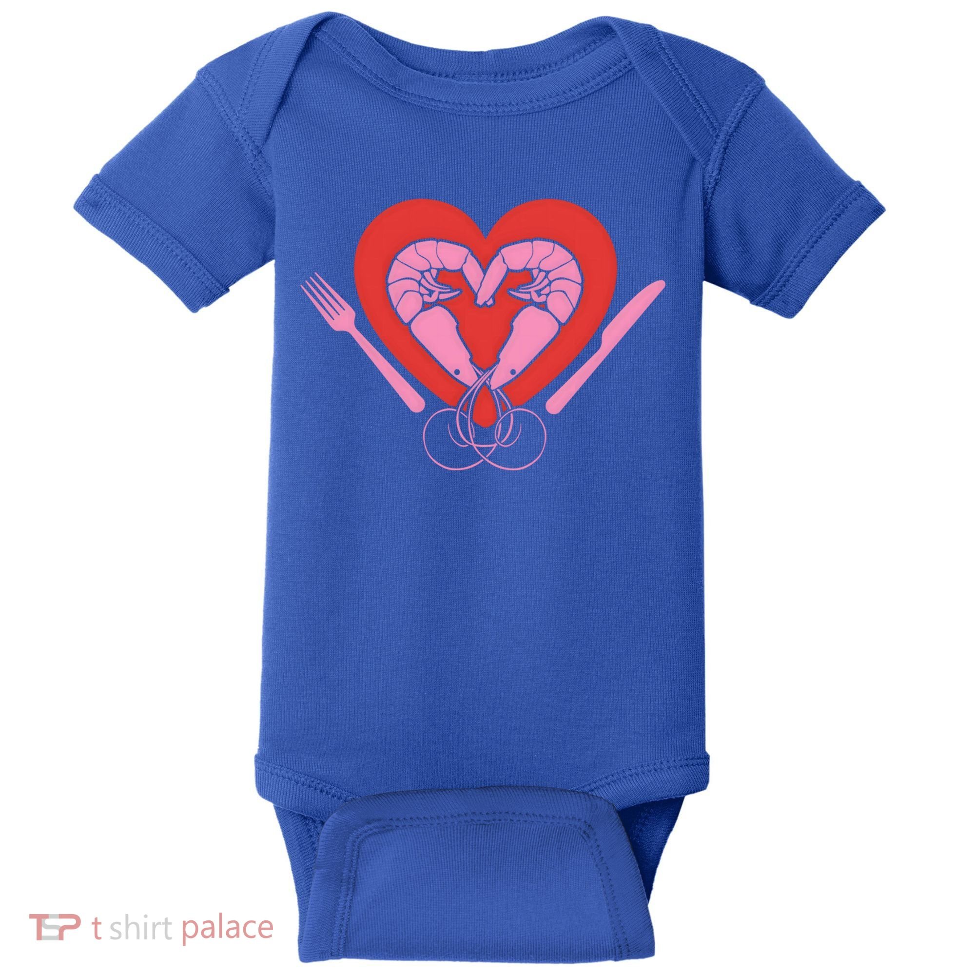 Cute Prawn Valentines Day Heart Shrimp Chef Fork Knife Gift Baby Bodysuit