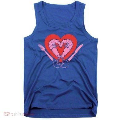 Cute Prawn Valentines Day Heart Shrimp Chef Fork Knife Gift Tank Top