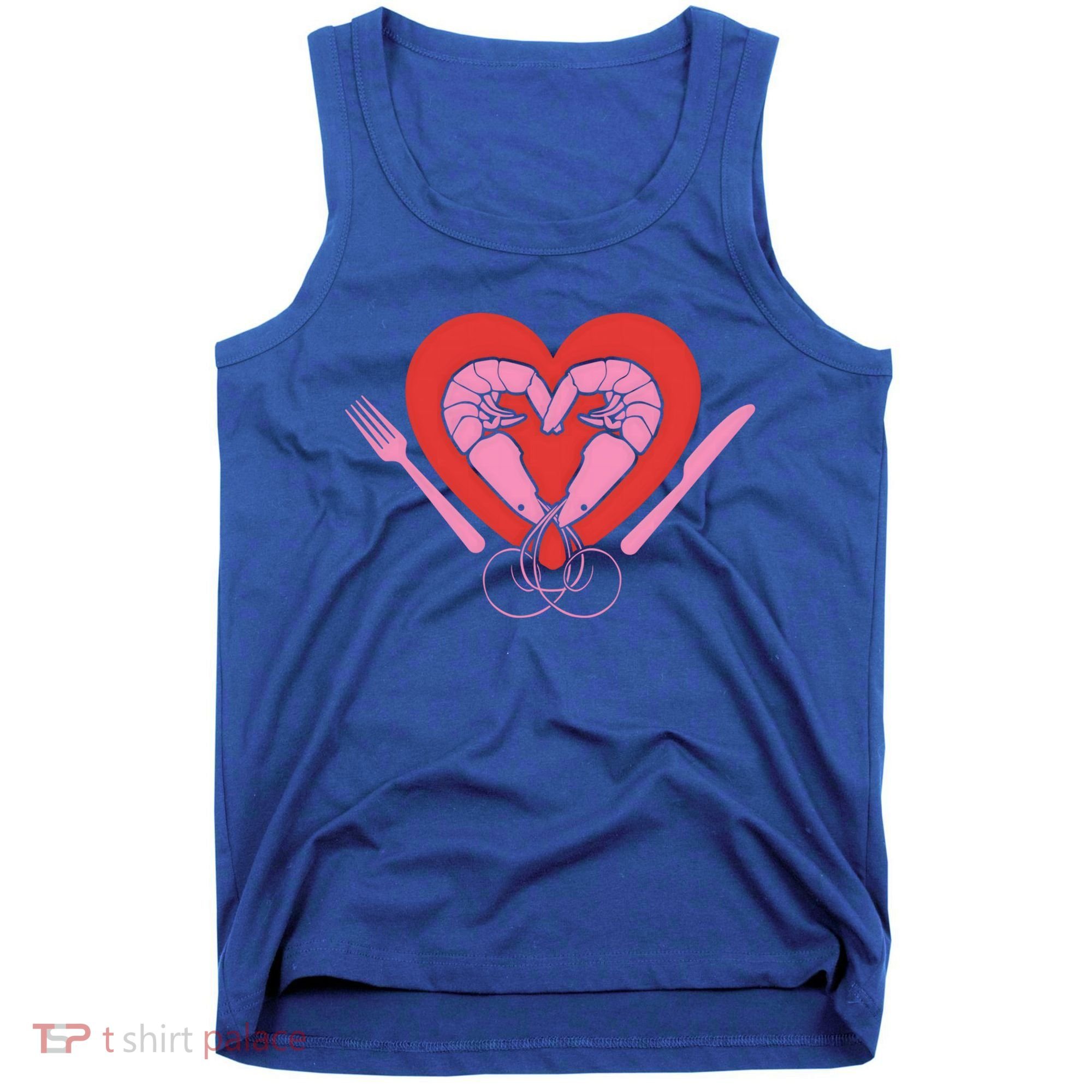 Cute Prawn Valentines Day Heart Shrimp Chef Fork Knife Gift Tank Top
