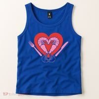 Cute Prawn Valentines Day Heart Shrimp Chef Fork Knife Gift Tank Top thumb 2