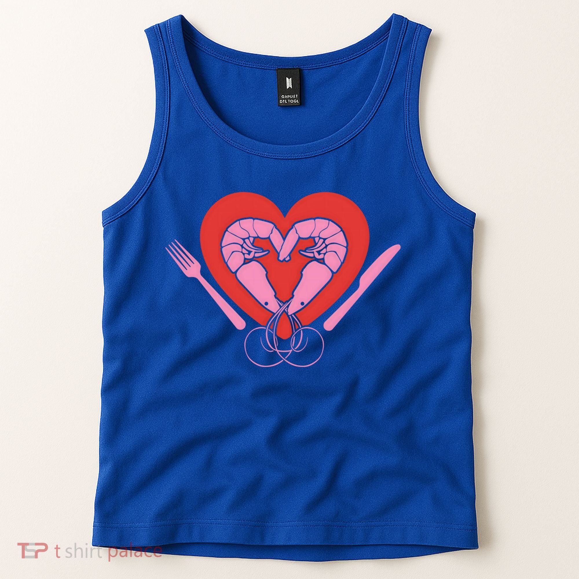 Cute Prawn Valentines Day Heart Shrimp Chef Fork Knife Gift Tank Top