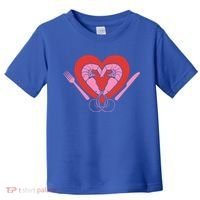 Cute Prawn Valentines Day Heart Shrimp Chef Fork Knife Gift Toddler T-Shirt thumb 0