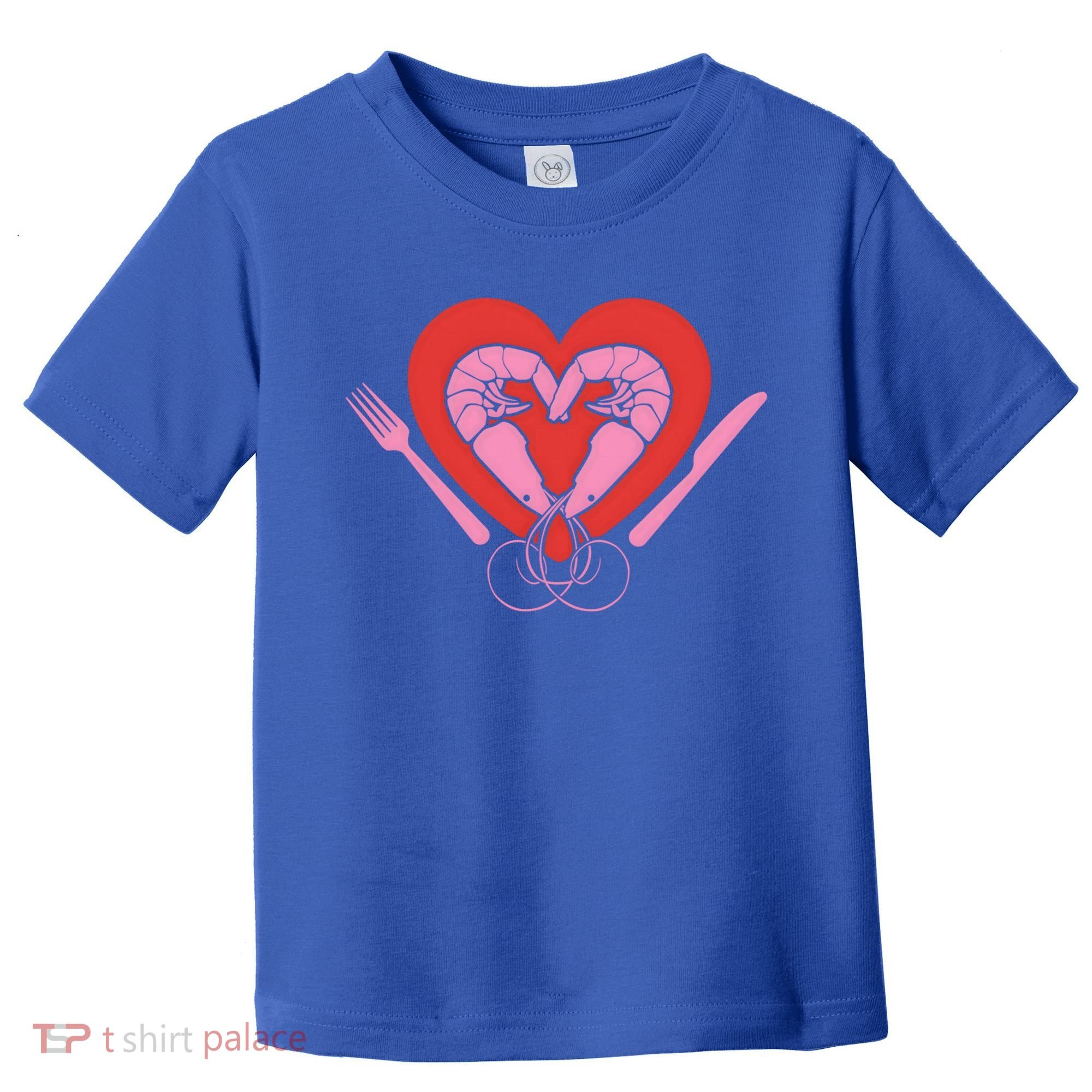 Cute Prawn Valentines Day Heart Shrimp Chef Fork Knife Gift Toddler T-Shirt