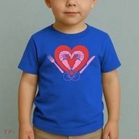 Cute Prawn Valentines Day Heart Shrimp Chef Fork Knife Gift Toddler T-Shirt thumb 2