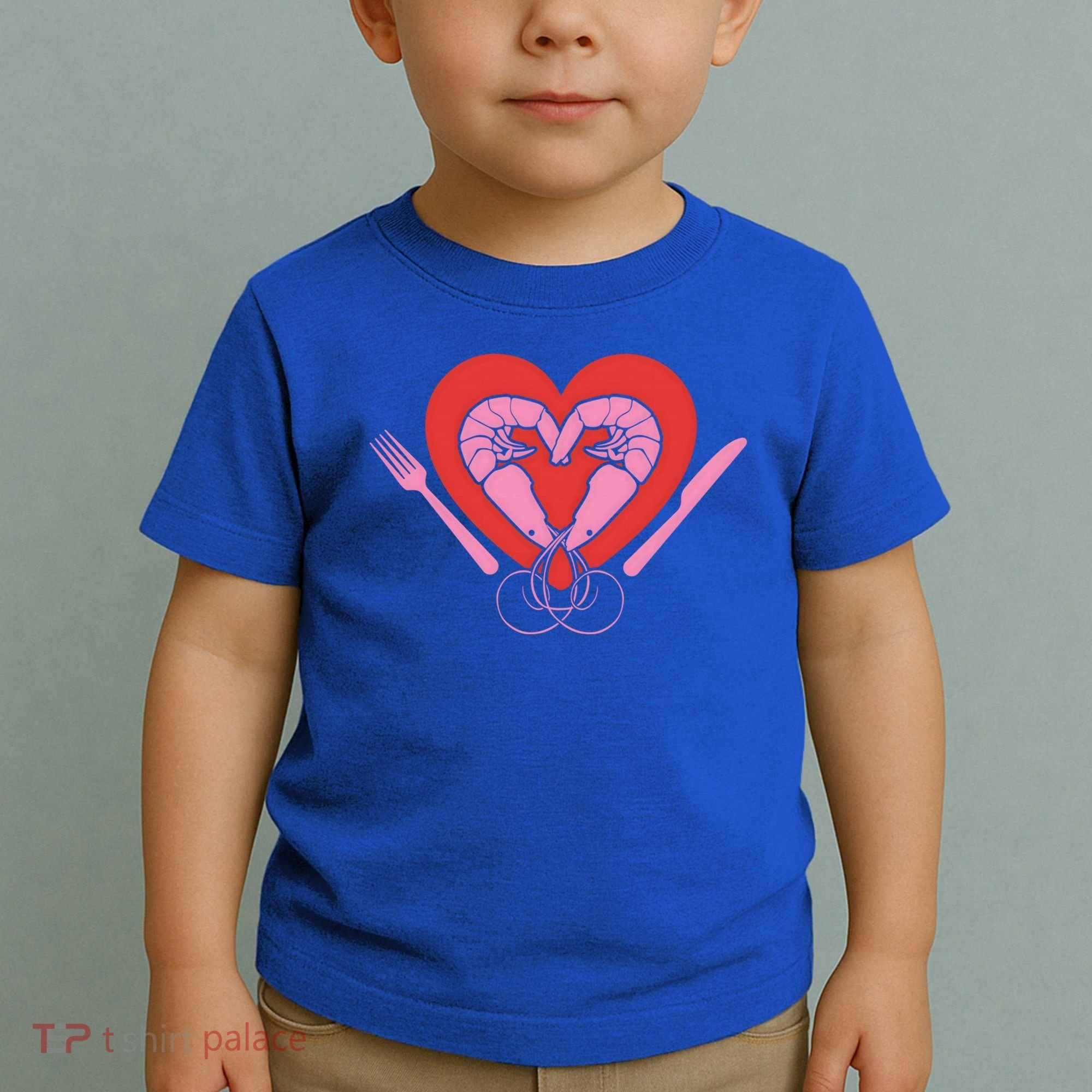 Cute Prawn Valentines Day Heart Shrimp Chef Fork Knife Gift Toddler T-Shirt