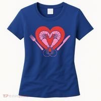 Cute Prawn Valentines Day Heart Shrimp Chef Fork Knife Gift Women's T-Shirt thumb 0