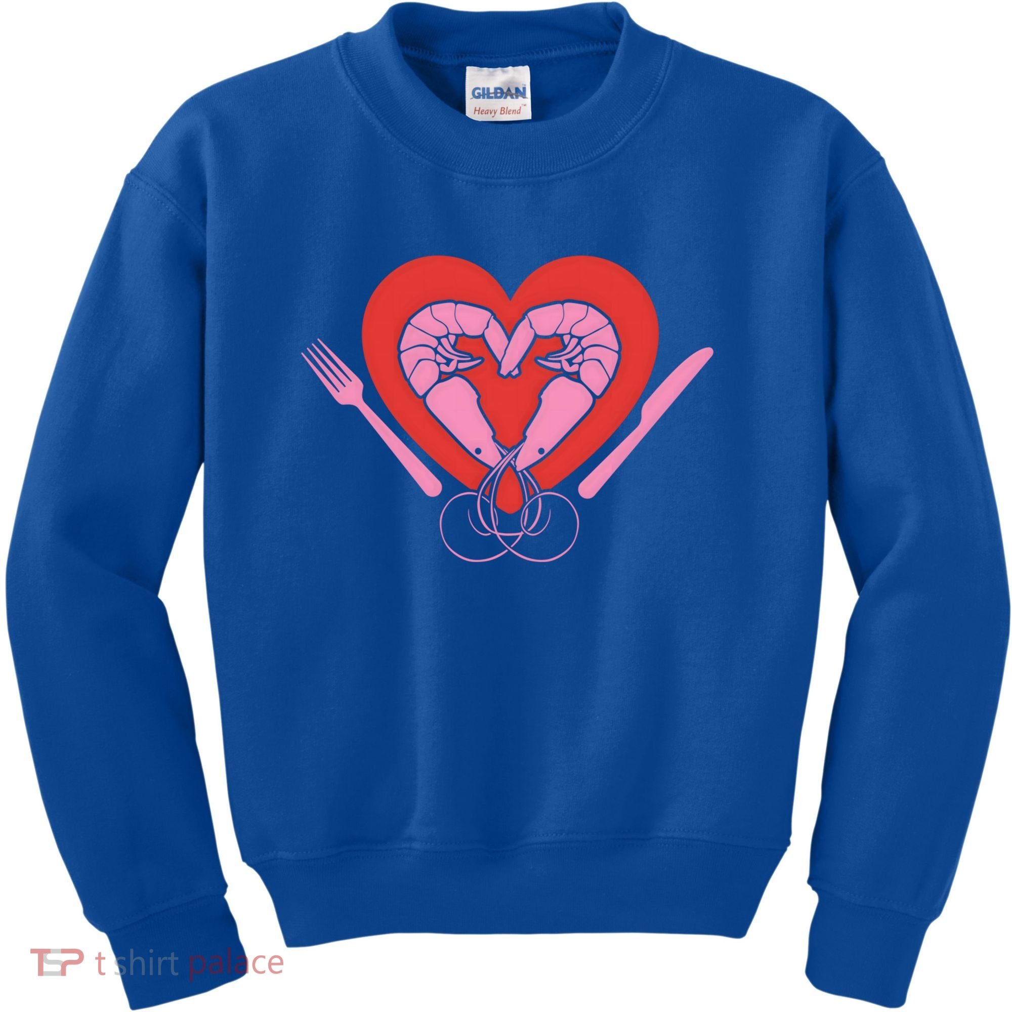 Cute Prawn Valentines Day Heart Shrimp Chef Fork Knife Gift Kids Sweatshirt