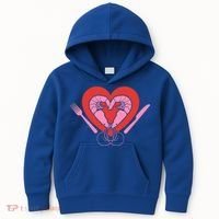 Cute Prawn Valentines Day Heart Shrimp Chef Fork Knife Gift Kids Hoodie thumb 0