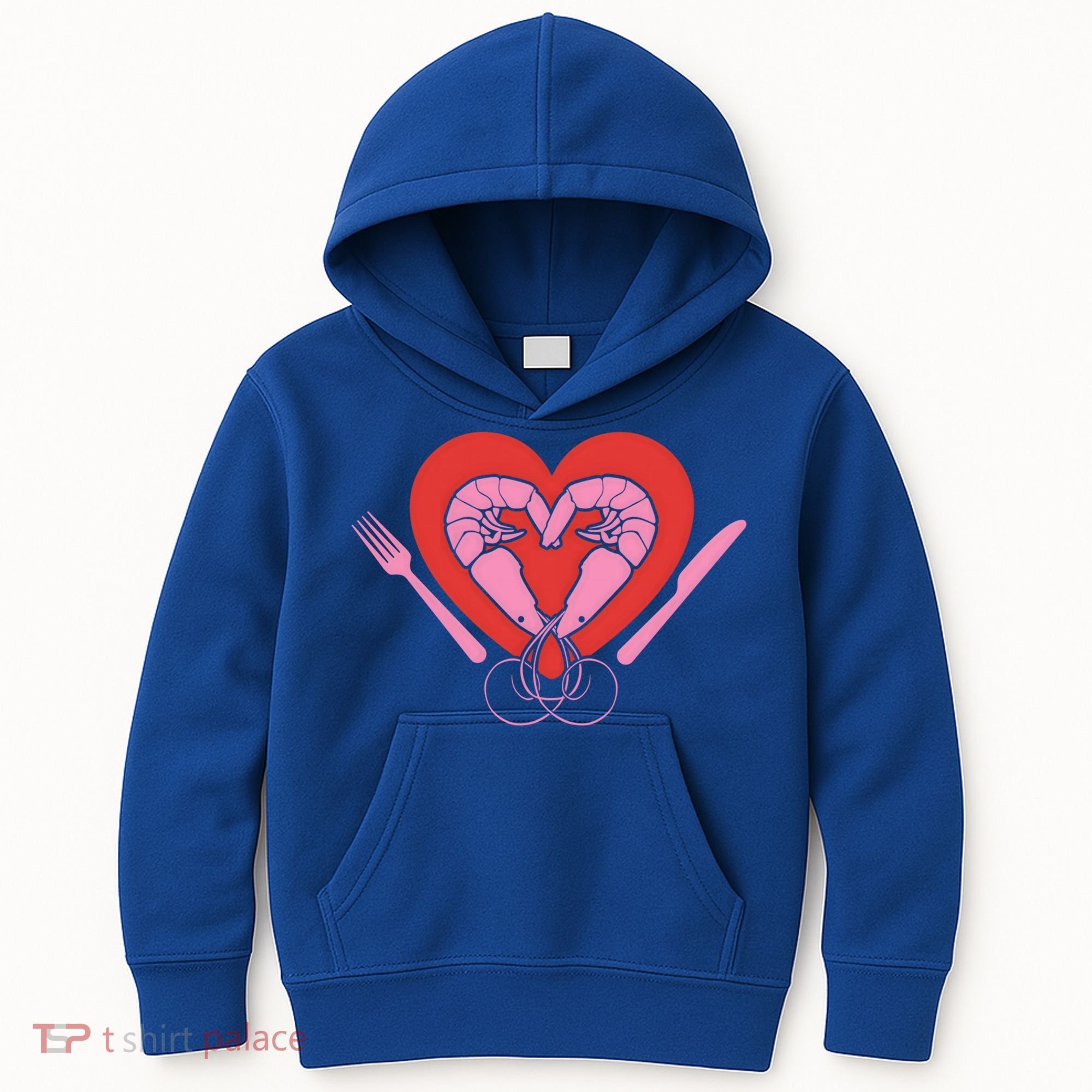 Cute Prawn Valentines Day Heart Shrimp Chef Fork Knife Gift Kids Hoodie