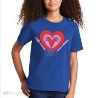Cute Prawn Valentines Day Heart Shrimp Chef Fork Knife Gift Kids T-Shirt thumb 2
