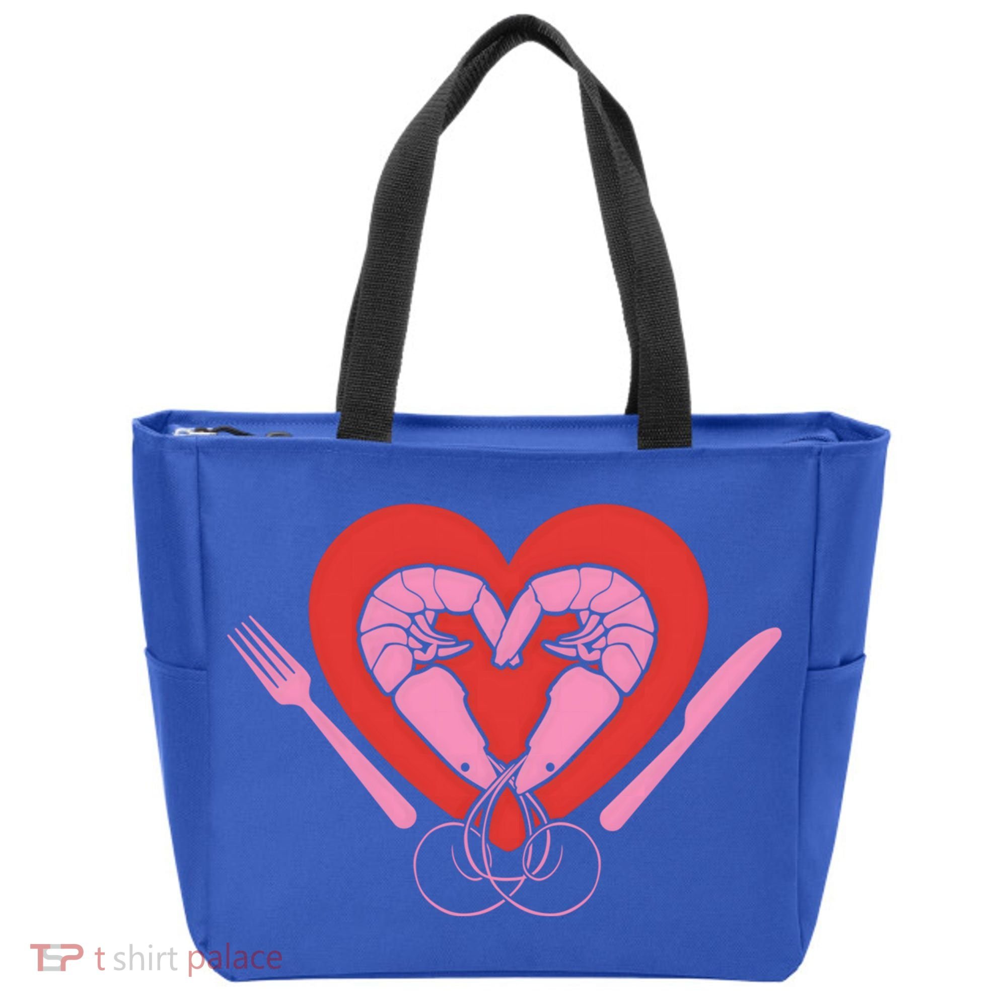 Cute Prawn Valentines Day Heart Shrimp Chef Fork Knife Gift Tote Bag