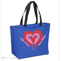 Cute Prawn Valentines Day Heart Shrimp Chef Fork Knife Gift Tote Bag thumb 2
