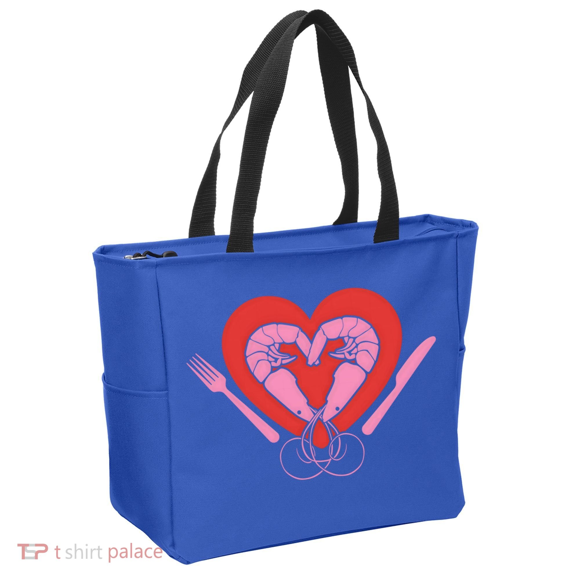 Cute Prawn Valentines Day Heart Shrimp Chef Fork Knife Gift Tote Bag