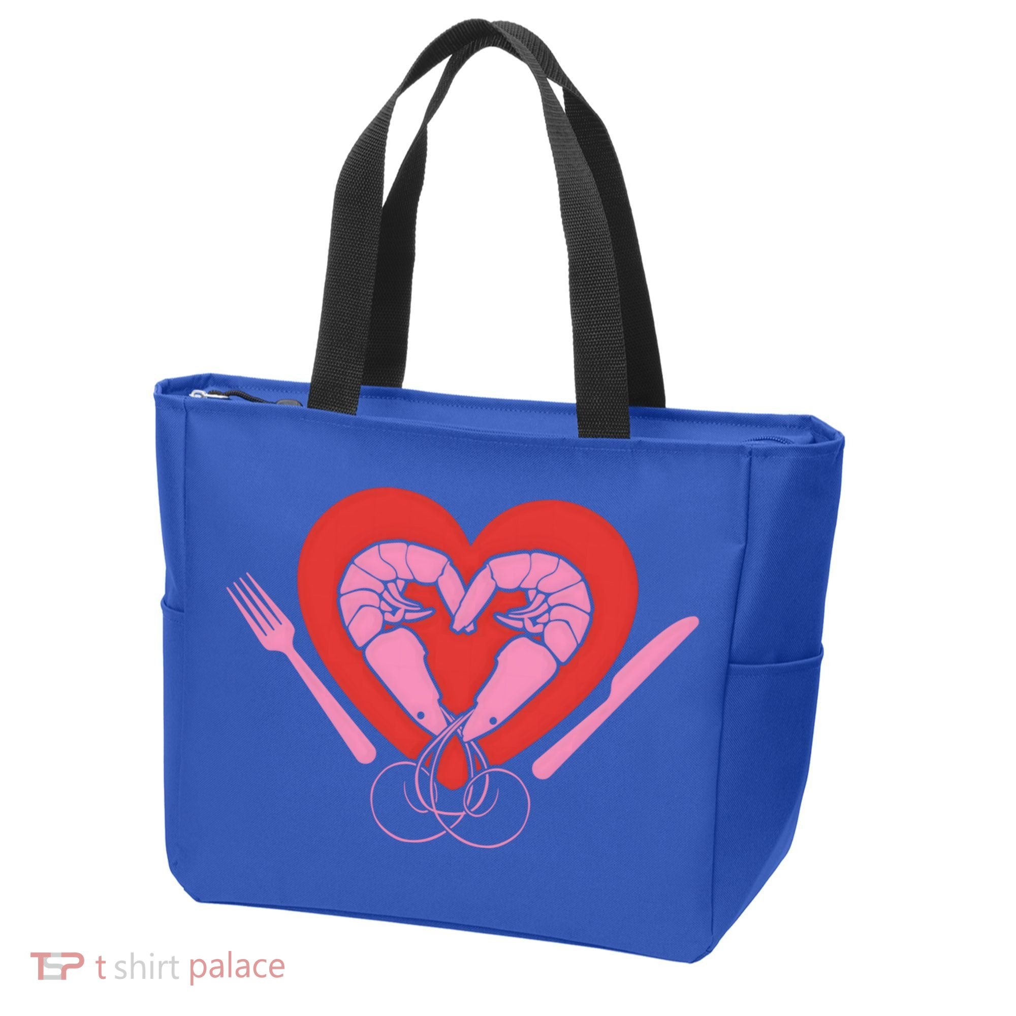 Cute Prawn Valentines Day Heart Shrimp Chef Fork Knife Gift Tote Bag