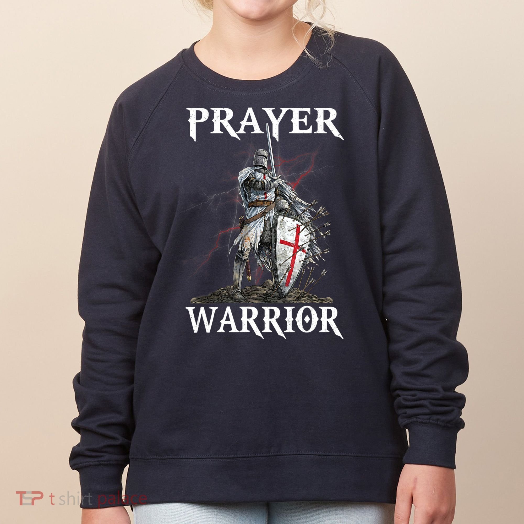Christian Prayer Warrior Jesus Cross Religious Messages Women's Sweatshirt