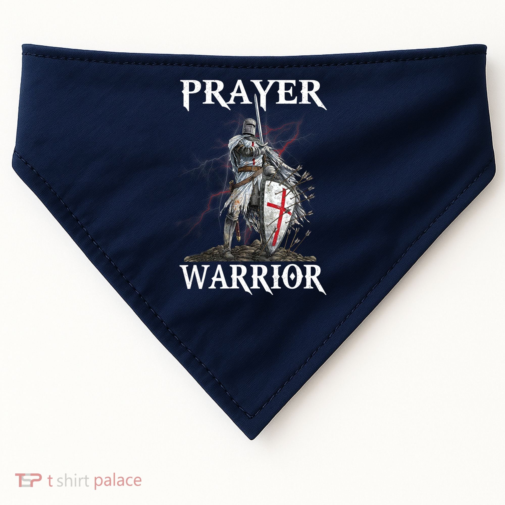 Christian Prayer Warrior Jesus Cross Religious Messages USA-Made Doggie Bandana