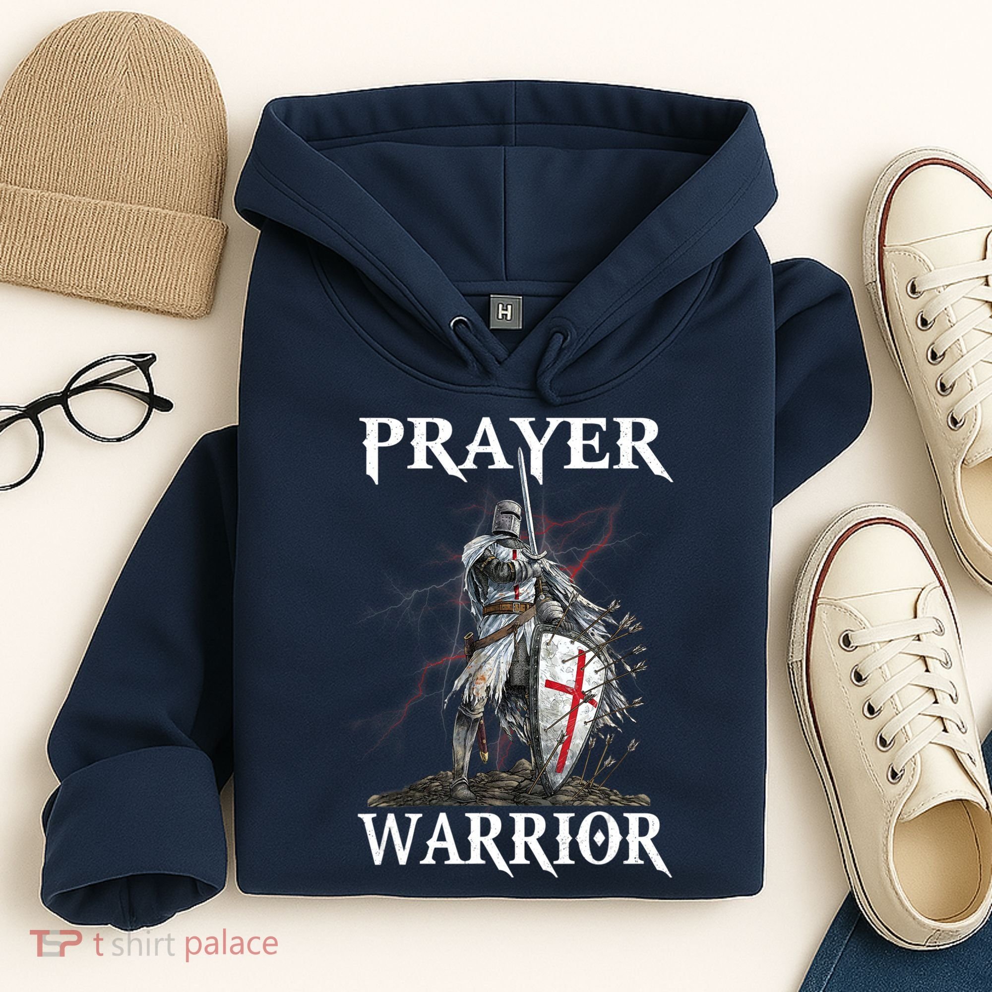 Christian Prayer Warrior Jesus Cross Religious Messages Hoodie