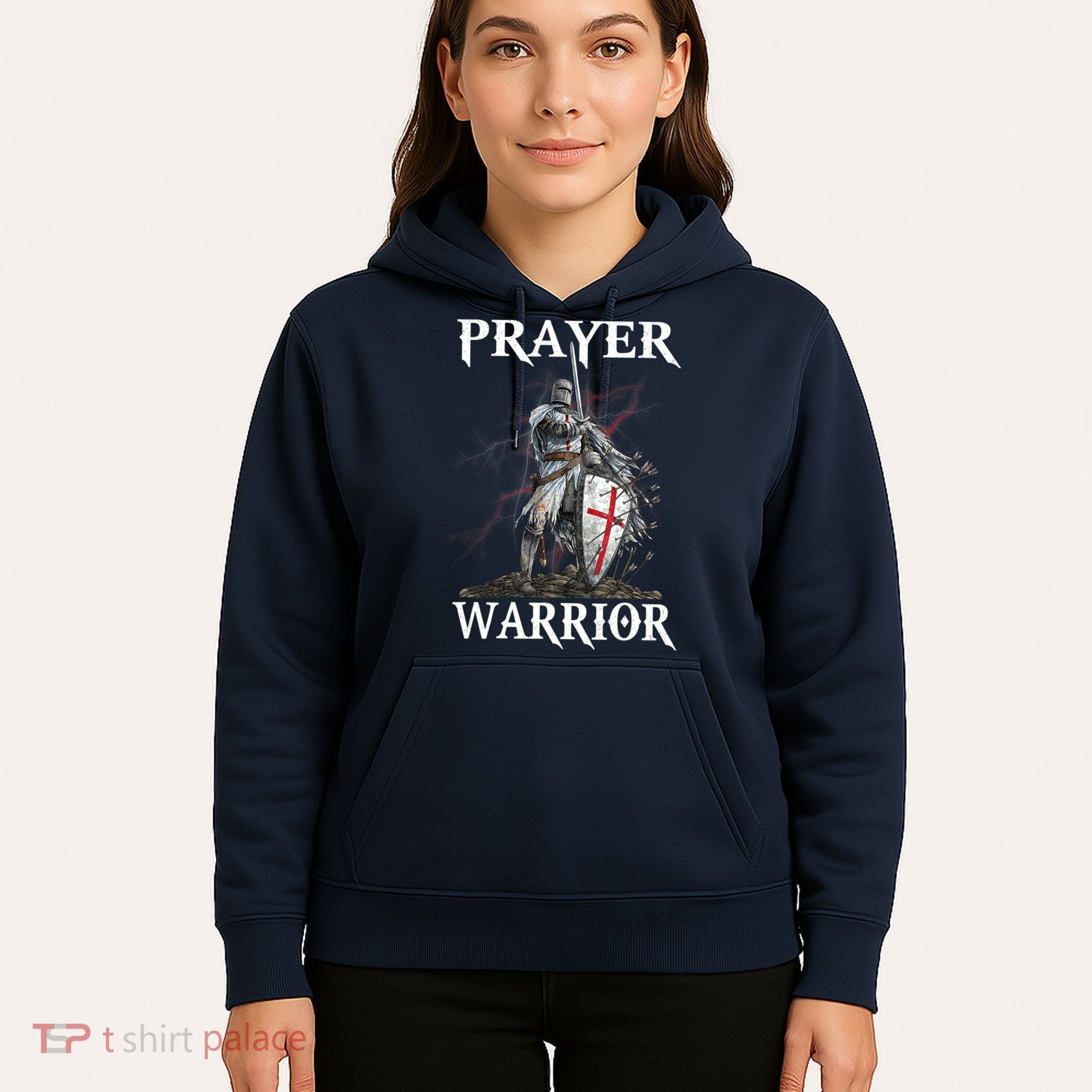 Christian Prayer Warrior Jesus Cross Religious Messages Hoodie