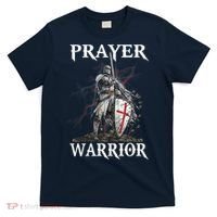 Christian Prayer Warrior Jesus Cross Religious Messages T-Shirt thumb 0