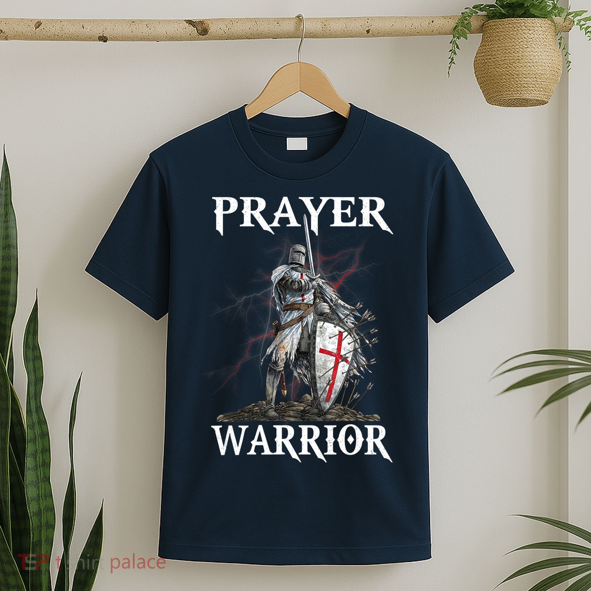 Christian Prayer Warrior Jesus Cross Religious Messages T-Shirt