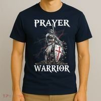 Christian Prayer Warrior Jesus Cross Religious Messages T-Shirt thumb 3