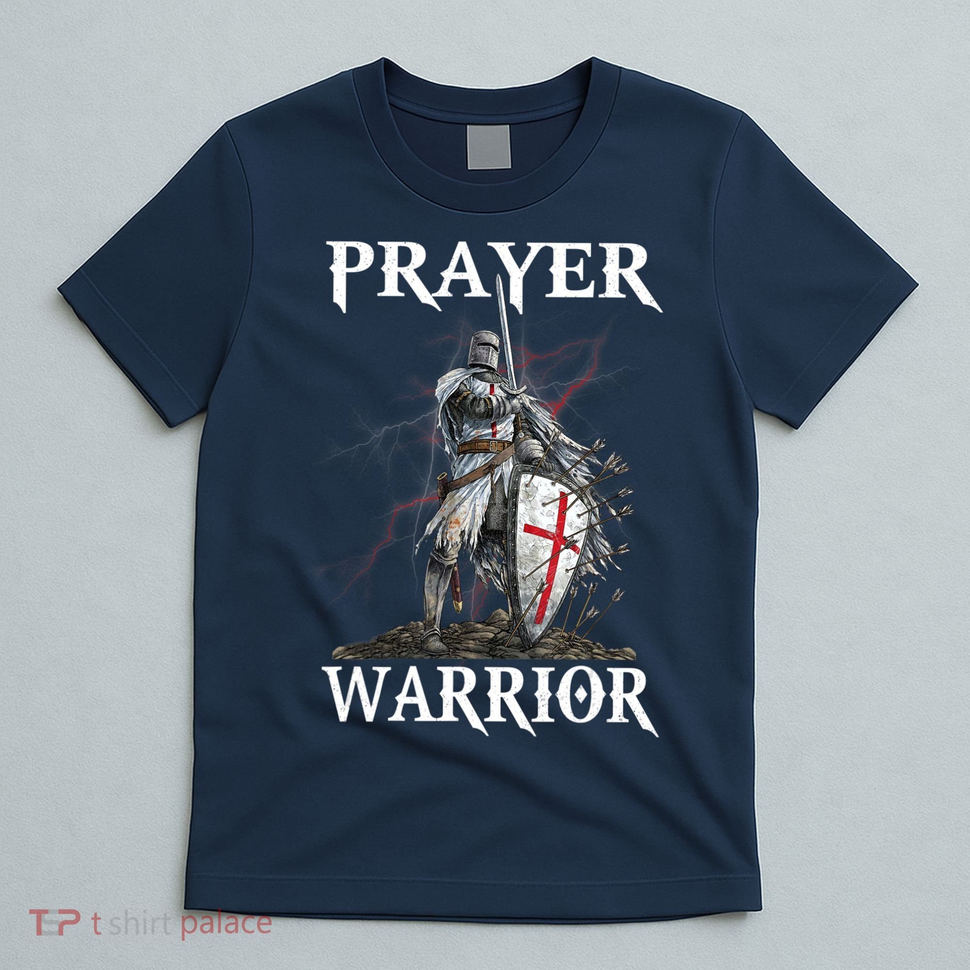 Christian Prayer Warrior Jesus Cross Religious Messages T-Shirt