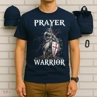 Christian Prayer Warrior Jesus Cross Religious Messages T-Shirt thumb 6