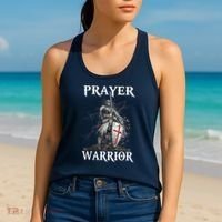 Christian Prayer Warrior Jesus Cross Religious Messages Women's Tank Top thumb 2