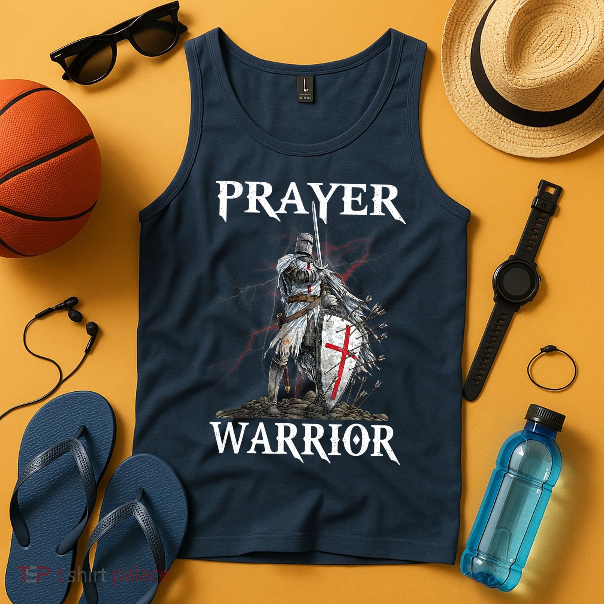 Christian Prayer Warrior Jesus Cross Religious Messages Tank Top