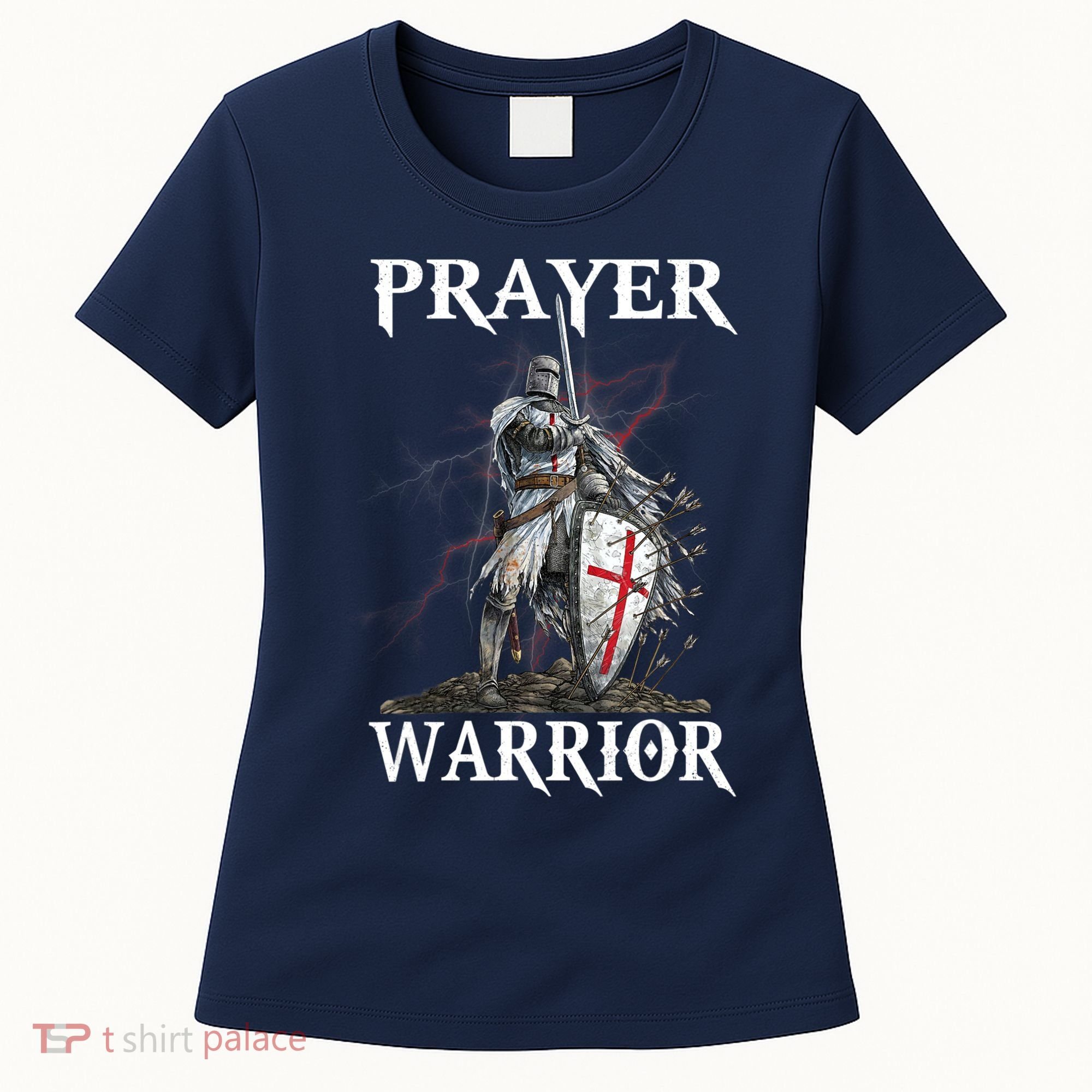 Christian Prayer Warrior Jesus Cross Religious Messages Women's T-Shirt