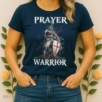 Christian Prayer Warrior Jesus Cross Religious Messages Women's T-Shirt thumb 2