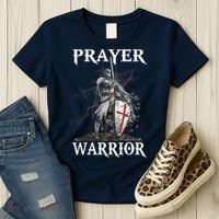 Christian Prayer Warrior Jesus Cross Religious Messages Women's T-Shirt thumb 3