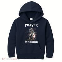 Christian Prayer Warrior Jesus Cross Religious Messages Kids Hoodie thumb 0