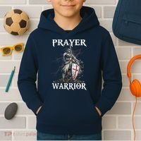 Christian Prayer Warrior Jesus Cross Religious Messages Kids Hoodie thumb 2