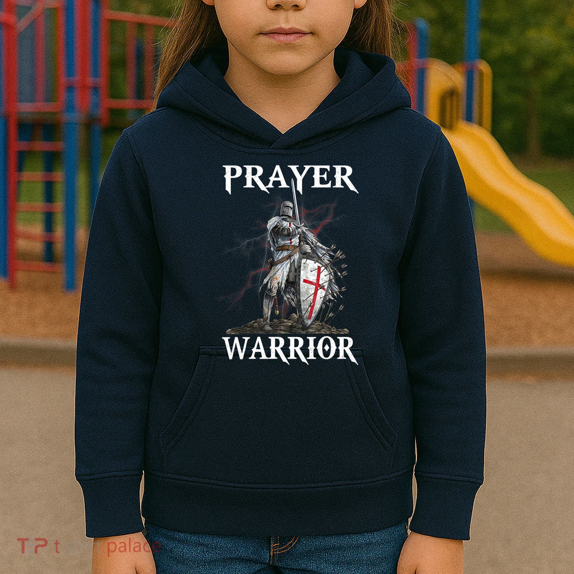 Christian Prayer Warrior Jesus Cross Religious Messages Kids Hoodie