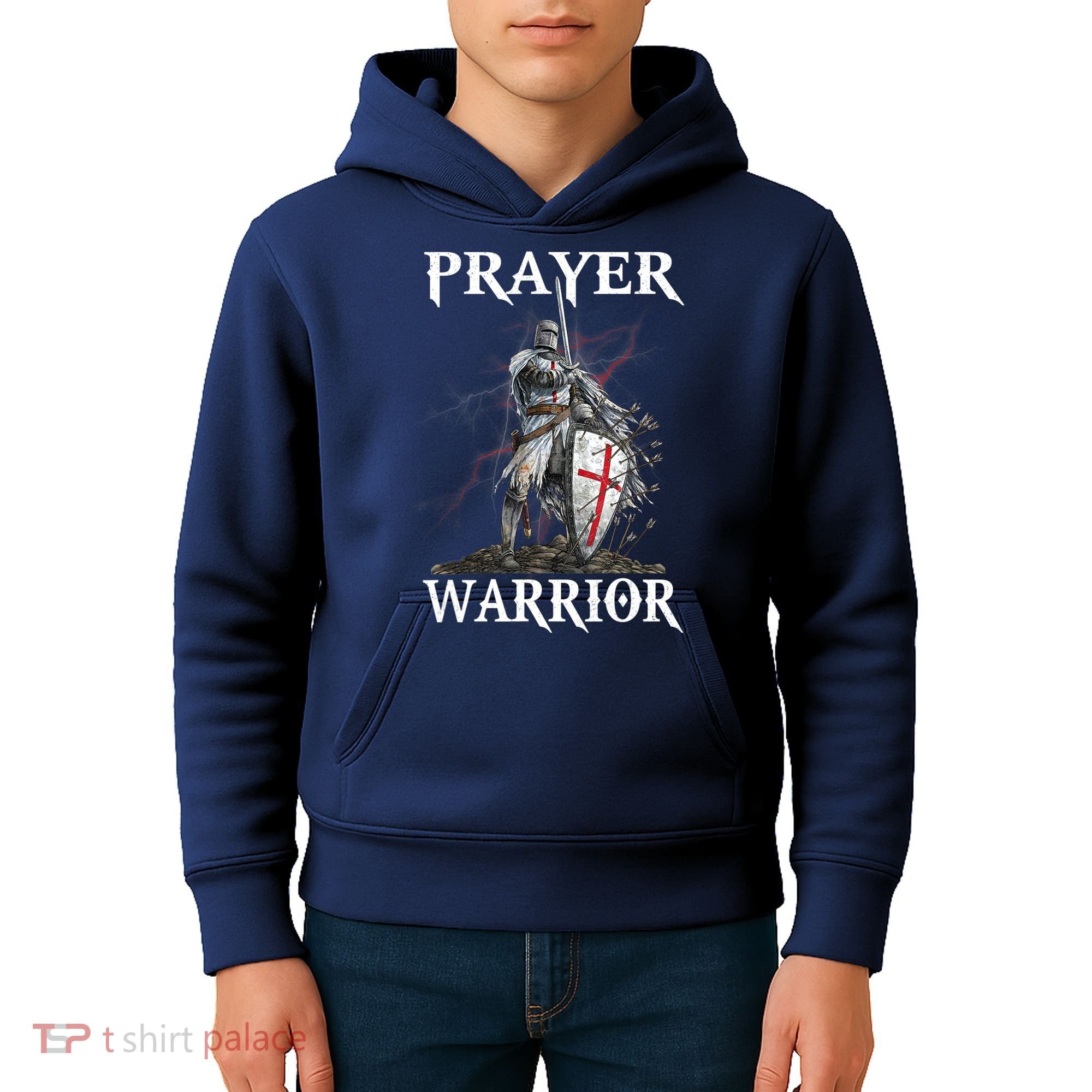 Christian Prayer Warrior Jesus Cross Religious Messages Kids Hoodie