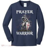 Christian Prayer Warrior Jesus Cross Religious Messages Kids Long Sleeve Shirt thumb 0