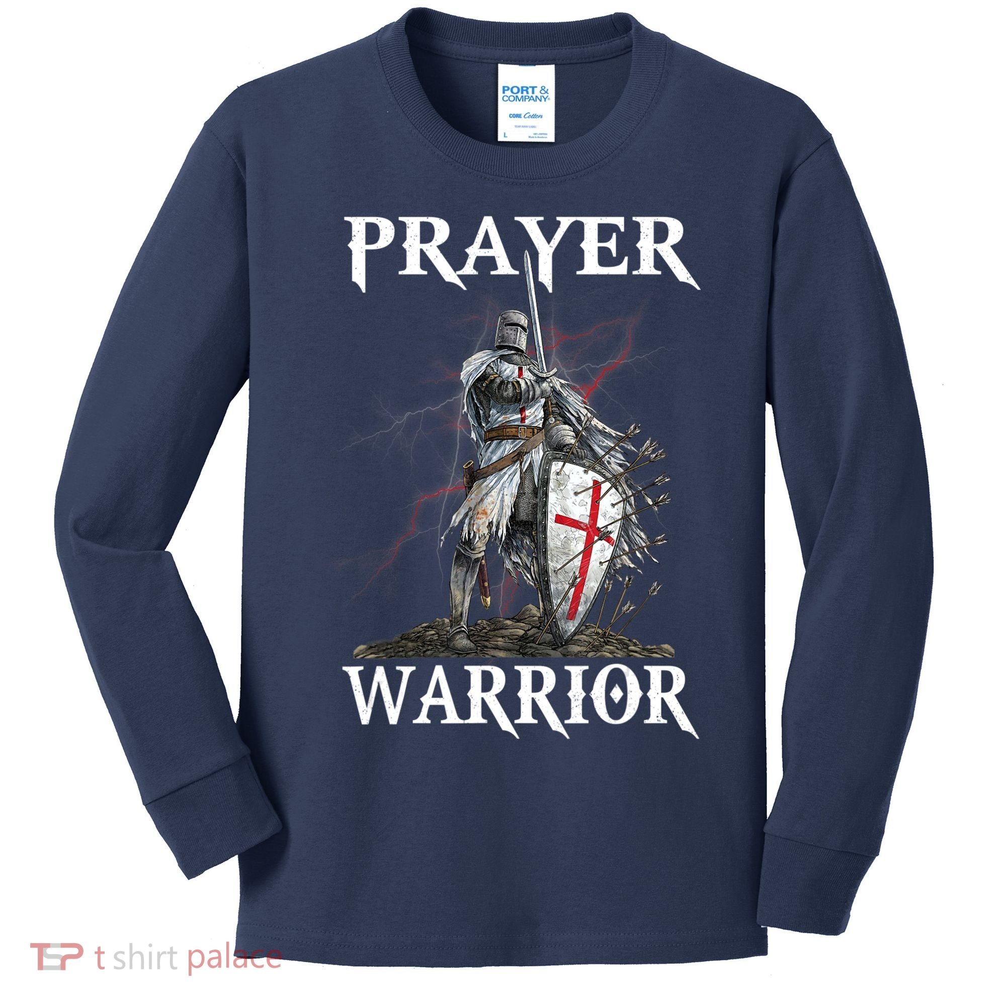Christian Prayer Warrior Jesus Cross Religious Messages Kids Long Sleeve Shirt