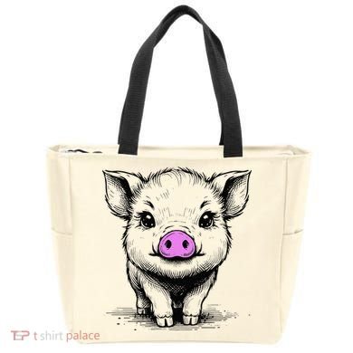 Cute Pig With Nose Drawing Tote Bag