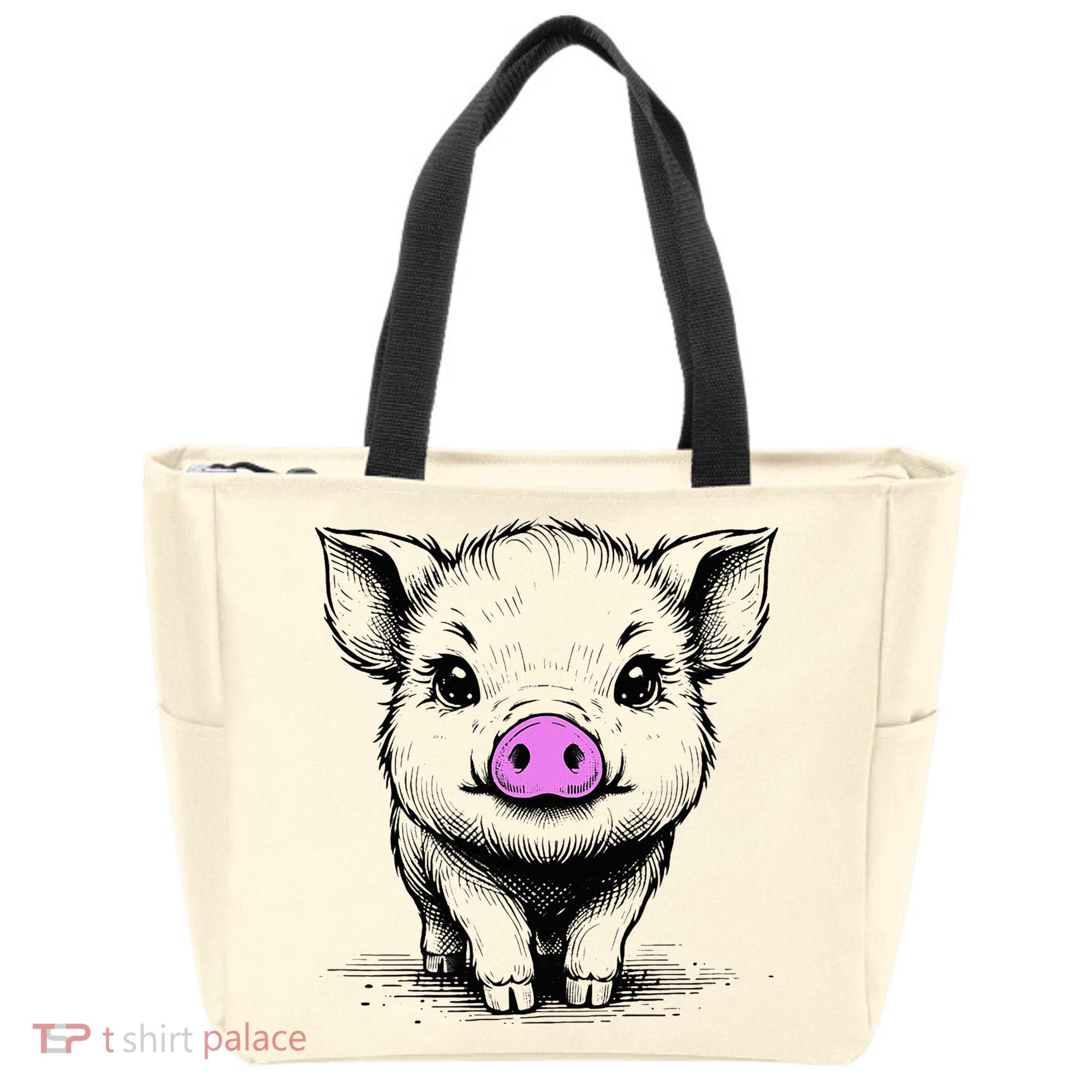 Cute Pig With Nose Drawing Tote Bag