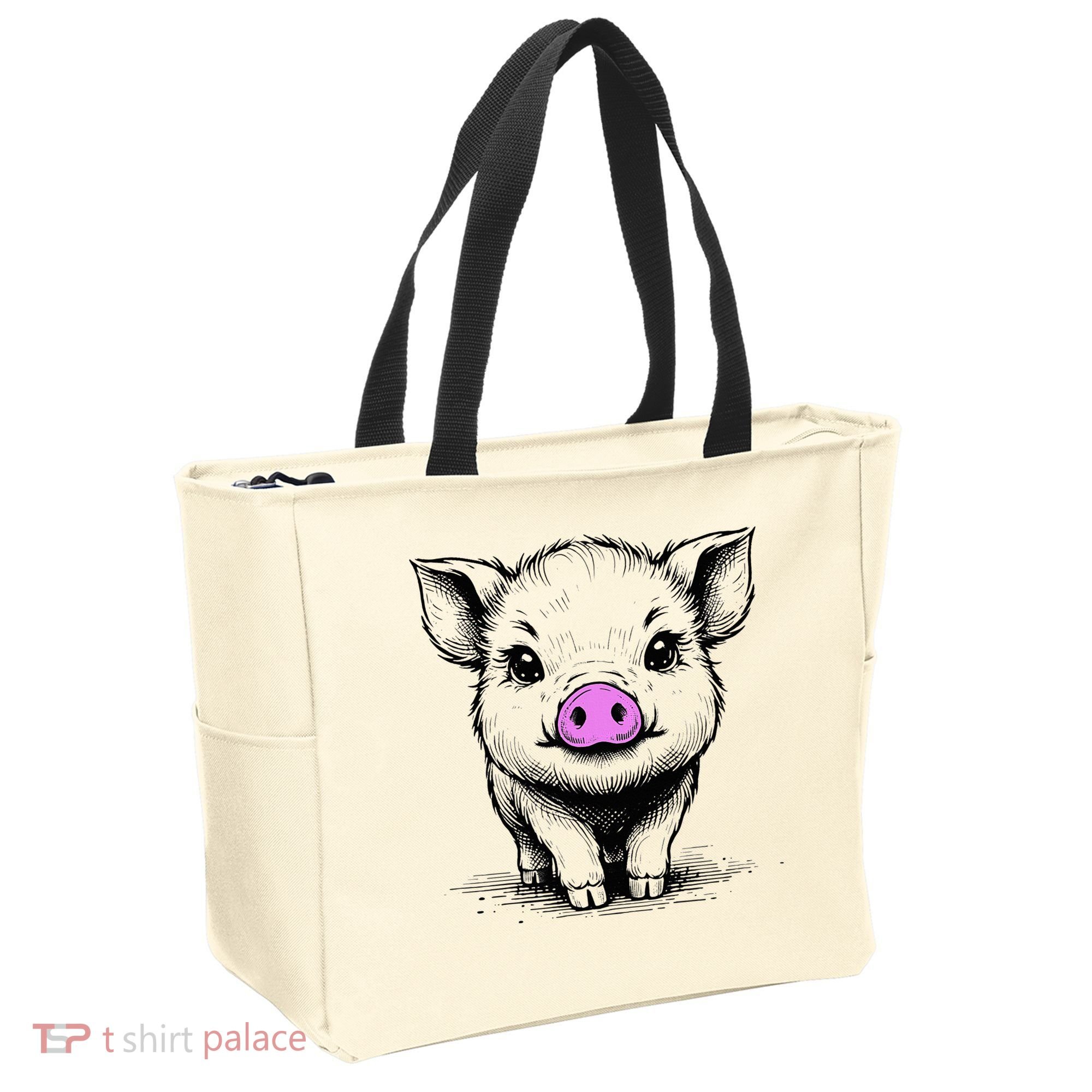 Cute Pig With Nose Drawing Tote Bag