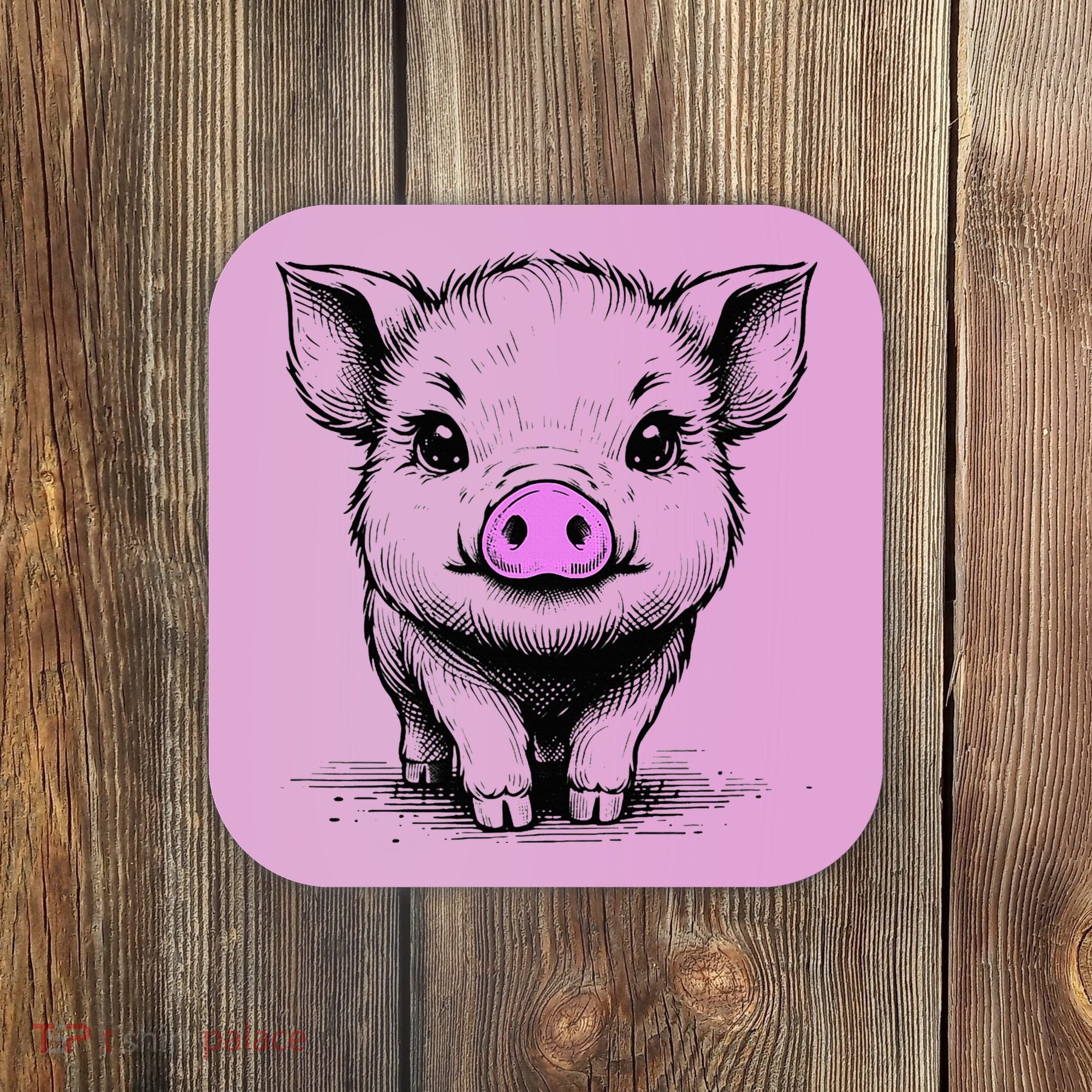 Cute Pig With Nose Drawing Coaster