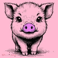 Cute Pig With Nose Drawing Coaster thumb 2