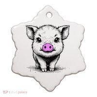 Cute Pig With Nose Drawing Ceramic Ornament thumb 0