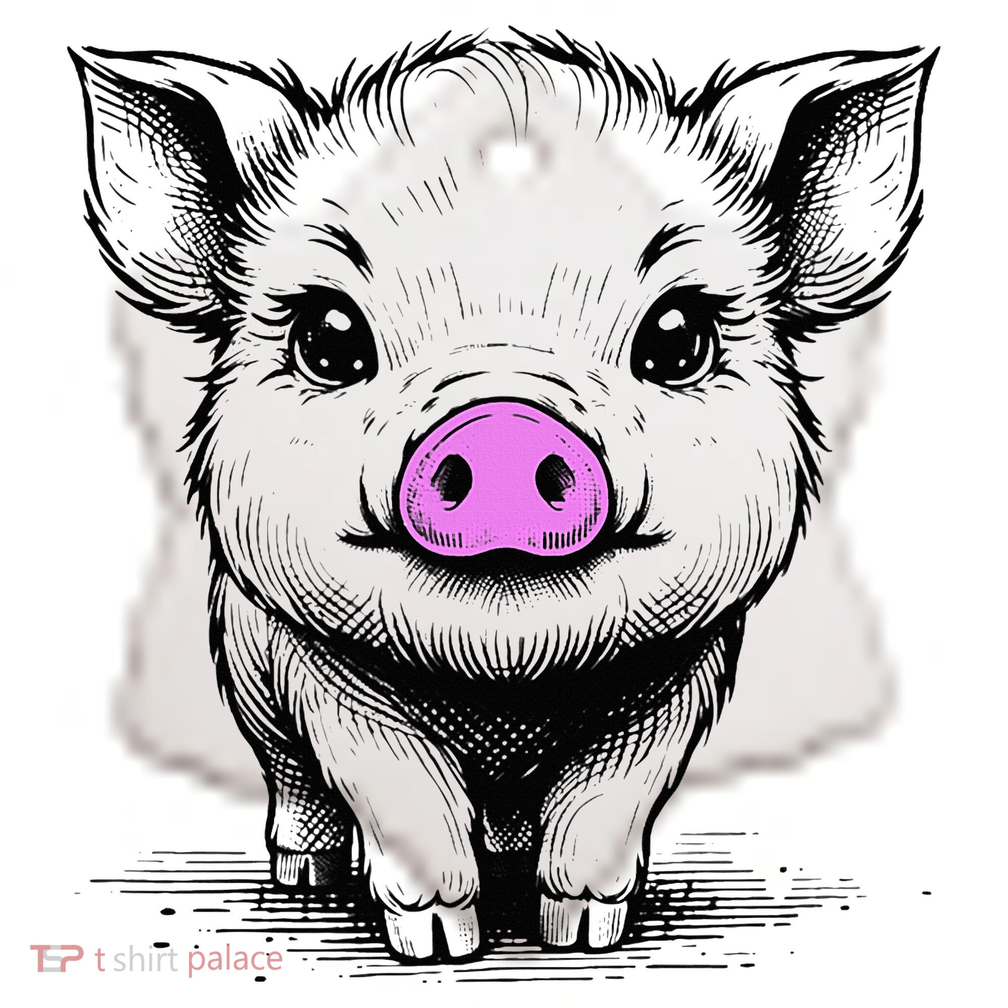 Cute Pig With Nose Drawing Ceramic Ornament