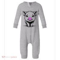 Cute Pig With Nose Drawing Infant Fleece One Piece thumb 0