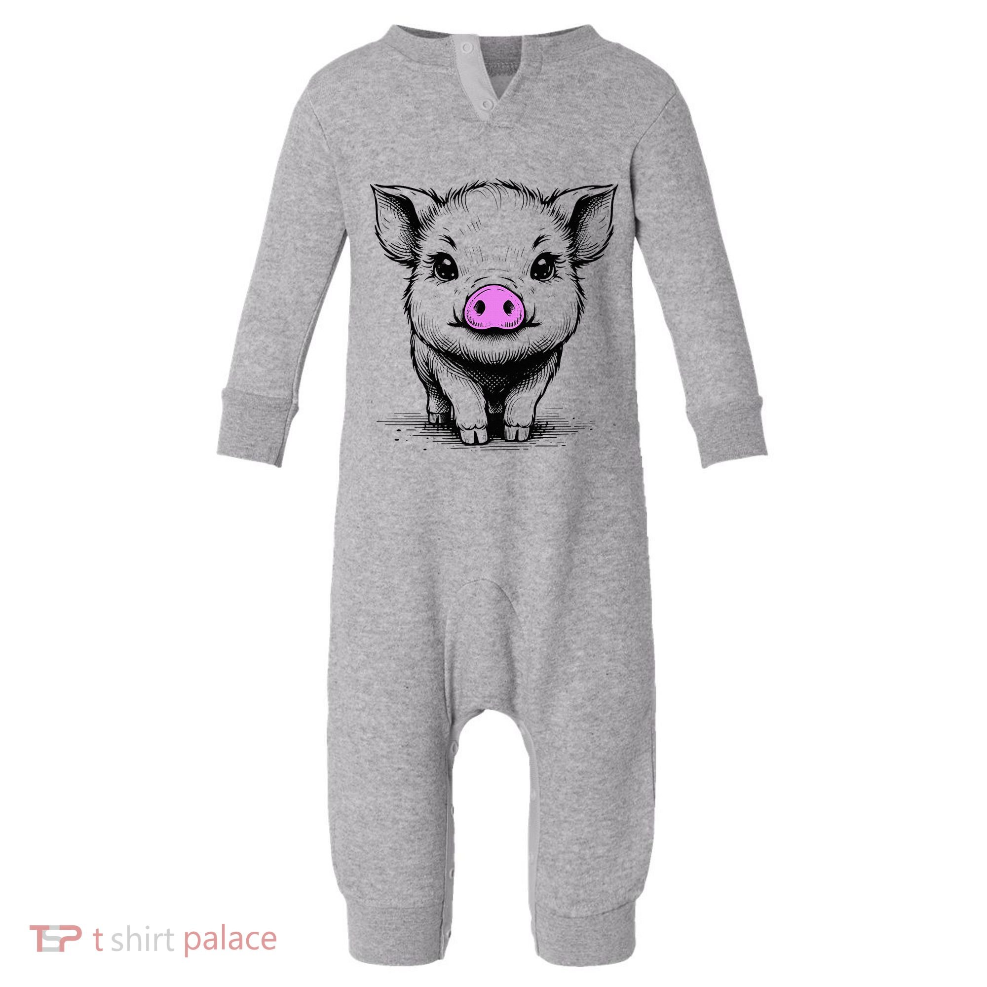 Cute Pig With Nose Drawing Infant Fleece One Piece