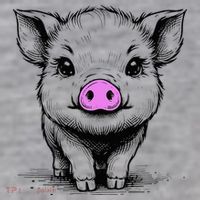 Cute Pig With Nose Drawing Infant Fleece One Piece thumb 2