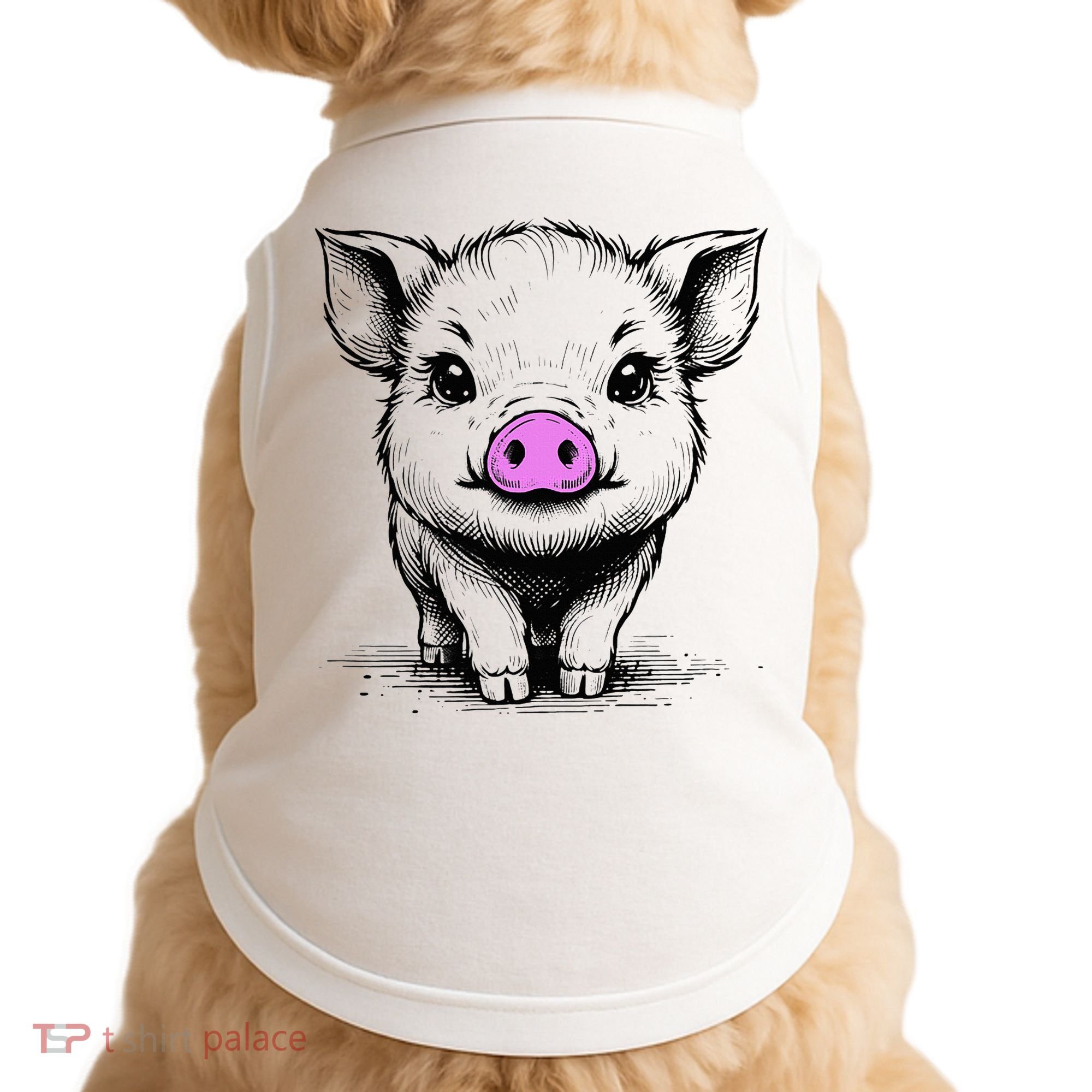 Cute Pig With Nose Drawing Doggie Tank